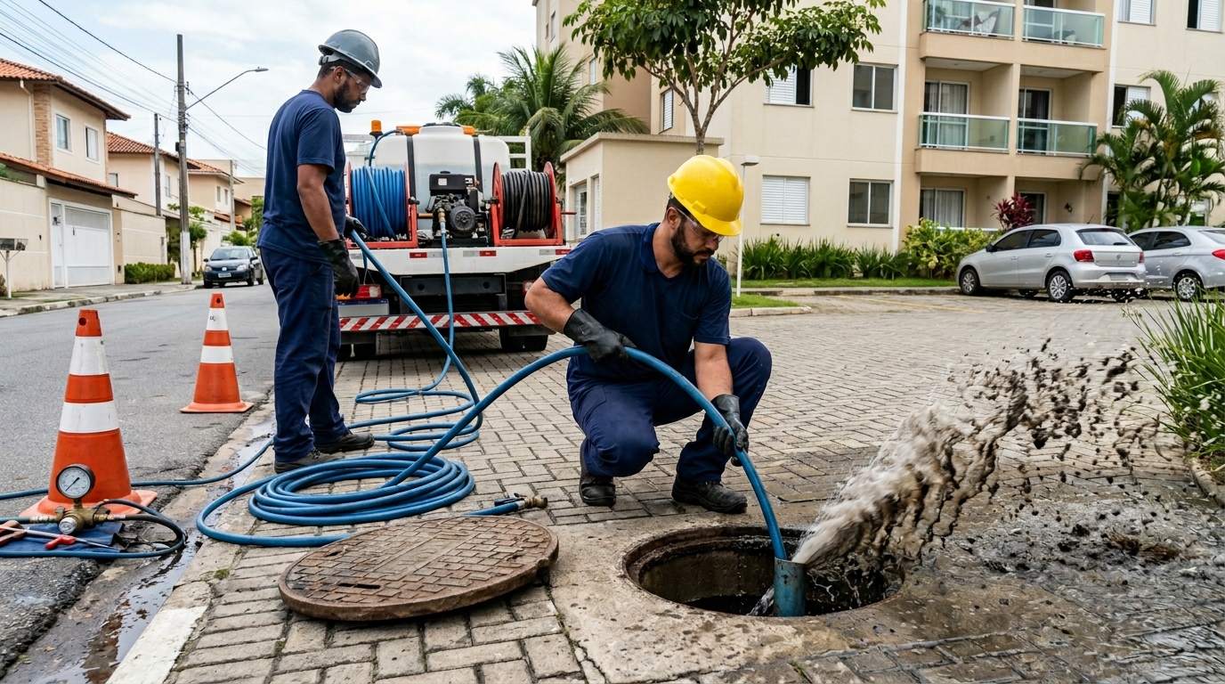Equipe de hidrojateamento em Duque de Caxias-RJ