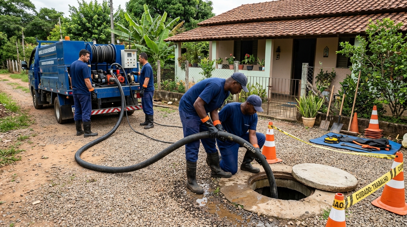 Equipe de desentupimento de fossa em Duque de Caxias-RJ